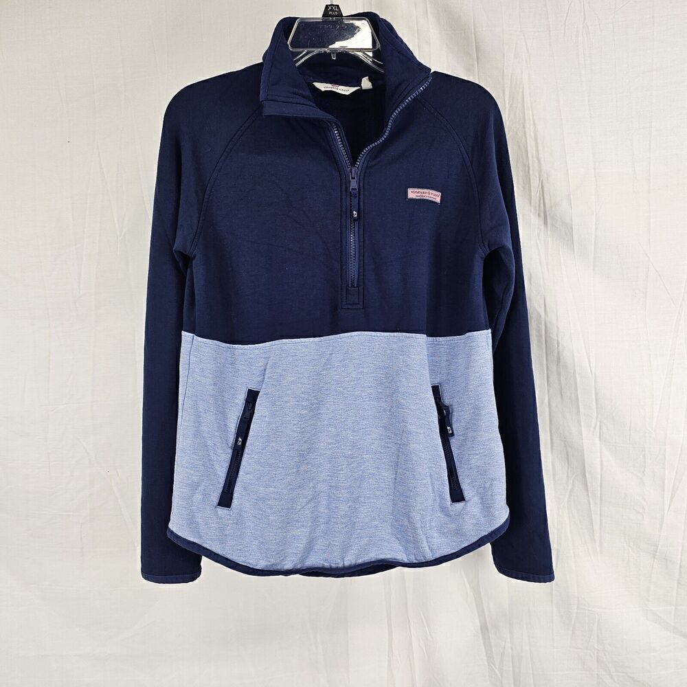 Vineyard Vines Dreamcloth Color-Blocked Half-Zip Shep Shirt Blue Navy Size XS